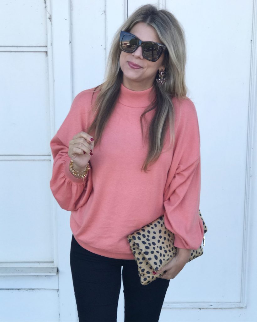 Coral Sweater, Nordstrom, Statement Sleeve, Fall Style 