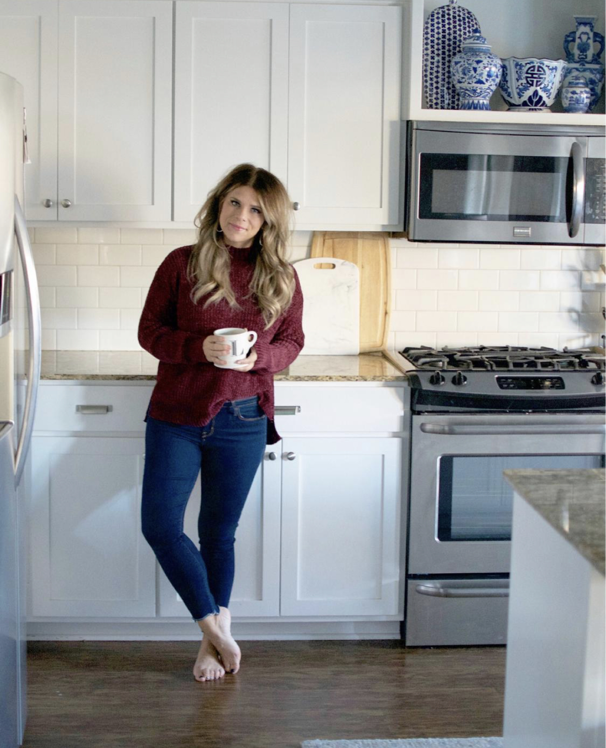 Chenille  Sweater, Walmart, Anthropologie Mug, Ginger Jar, Blue and White, White Kitchen, Home Decor, Liketoknow.it, https://rstyle.me/n/da47agccvt7