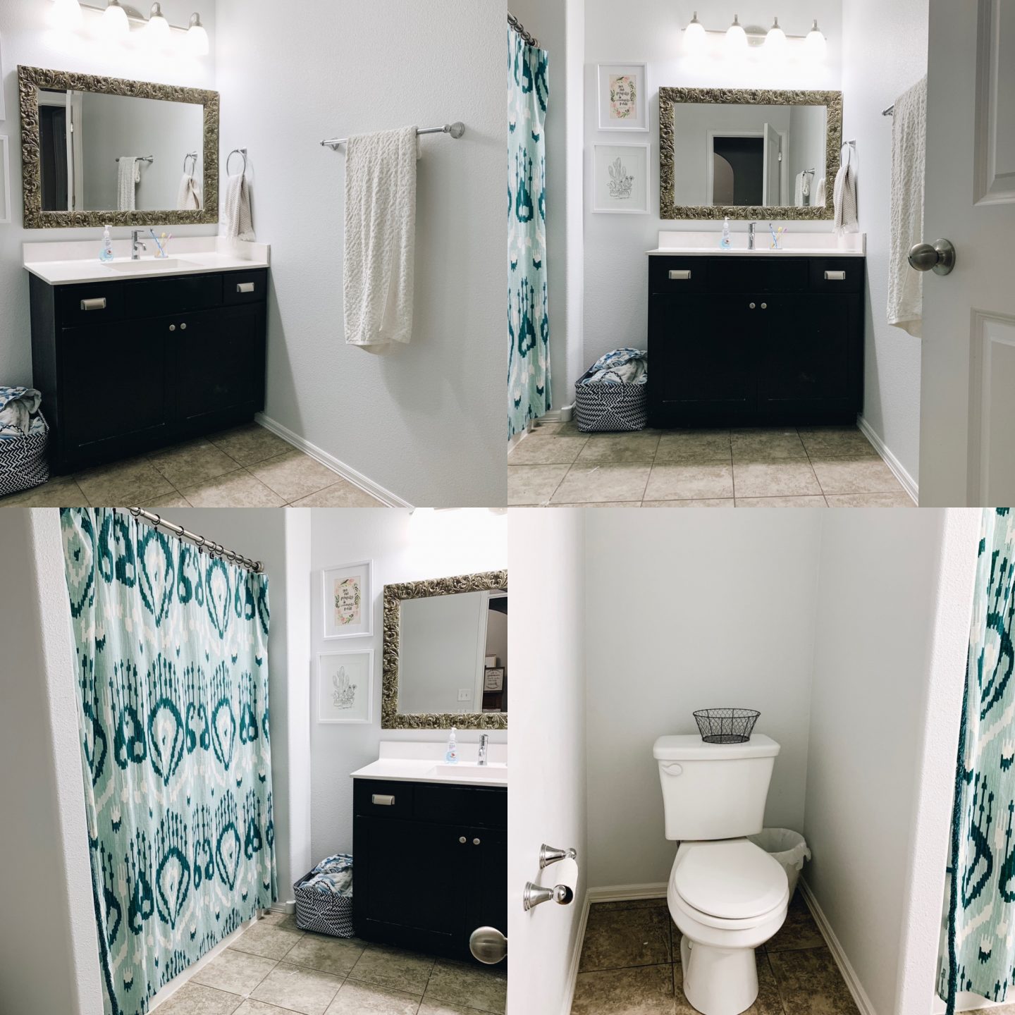 Home Decor, Bathroom, Boho Bathroom, Anthropologie, Hobby Lobby, Farmhouse, Eclectic home, Kid's bath, Magnolia Home, @westlakeace, Before/After